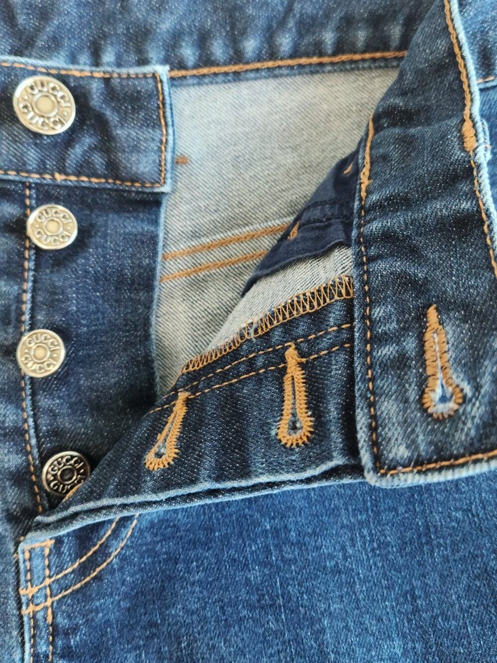 Gucci Denim Blue Jeans Women’s Size 18 US Straight Button Up Made In Italy - Picture 7 of 16